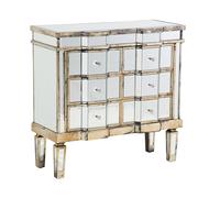 Beliani Credenza a 6 cassetti in vetro a specchio