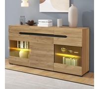 Credenza a LED moderna per soggiorno, credenza, 3 ante, 3 cassetti, cassettiera moderna con molto spazio per la vostra zona giorno