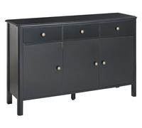 Credenza a tre ante MDF cassetti nero e pomelli oro Olate