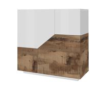 Credenza Alta 100x43x106 cm Alien Bianco Lucido e Acero Pereira
