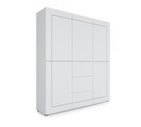Credenza Alta 5 Ante e 3 Cassetti 150x35x165 cm Elios Bianco Lucido