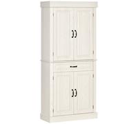 Credenza Alta 80x35x180 cm 2 Armadietti 1 Cassetto Bianco