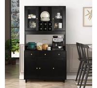 Credenza alta da cucina con vano a giorno VOWNER, 100x38x181cm Mobile da cucina VOWNER 100x38x181cm, credenza alta da cucinaPannelli di fibra a media densità