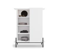Credenza Alta Olivia con 1 Anta (97x40,3x120 cm), Bianco Frassino