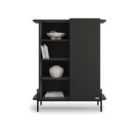 Credenza Alta Olivia con 1 Anta (97x40,3x120 cm), Nero Frassino