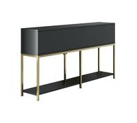 Dmora - Credenza Altair, Buffet da soggiorno, Madia da salotto, Dispensa da cucina, 150x30h80 cm, Antracite e Oro