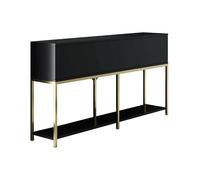 Dmora Credenza Altair, Buffet da Soggiorno, Madia da Salotto, Dispensa da Cucina, 150x30h80 cm, Nero e Oro