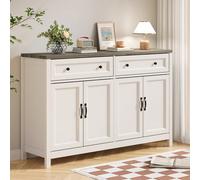 Credenza americana con elementi di colore a contrasto, spazioso mobile contenitore con quattro ante e due cassetti, mobile multifunzionale per soggiorno e ingresso. I. Vantaggi principaliOrganizzazion