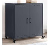 Credenza antracite, 68 x 39 x 72 cm, armadio in acciaio con 4 ruote per spazio e mobilità, elegante mobile in robusta lamiera di acciaio laminato a freddo, facile da pulire