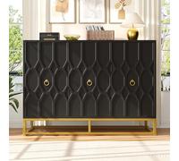 Credenza, armadietto a buffet, cabinets, sala da pranzo, soggiorno, armadi a fantasia, mobili da cucina, credenza con robuste gambe in ferro (nero, 120 x 40 x 85 cm)