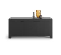 Credenza bassa con 3 ante Rachele, (180x45x80 cm), Nero Frassino