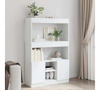 Credenza Bianca 92x33x140 cm in Truciolato, Modern White Wooden Sideboard with 4 Doors and 2 Shelves, Stylish Storage Cabinet for Living Room, Dining Room or Bedroom, Durable Particle Board Furniture
