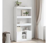 Credenza Bianca 92x33x180 cm in Legno Multistrato, Modern White Wooden Cabinet with 4 Doors and 3 Shelves, Spacious Storage for Living Room, Bedroom, Office, Durable Multilayer Plywood Furniture
