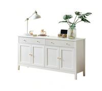 Credenza bianca moderna con ante ad arco - mobiletto portaoggetti a 4 ante per soggiorno e sala da pranzo, struttura in MDF con finitura opaca, soluzione di archiviazione elegante e funzionale STILVOL