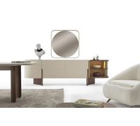 Credenza bianco-marrone Credenza di design Lussuoso specchio in vetro Set di 2 pezzi