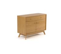 Credenza compatta Kensai in legno ingegnerizzato e massiccio, dimensioni 100 x 40 x h75 cm, peso 32 Kg, finitura quercia quercia