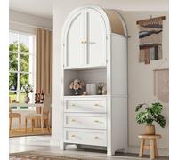 Credenza con cassetti, mobile alto con ante, mobile da cucina con area espositiva a giorno Dimensioni e dettagliNome prodotto: Mobile altoColore: Bianco/NeroDimensioni prodotto: 70 x 35 x 180 cmPeso p