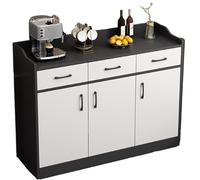 Credenza con funzione di contenimento, mobile buffet con cassetti e ante, realizzata con pannelli ispessiti che possono supportare fino a 150 kg, adatta per cucina, soggiorno e ingresso Black 120cm