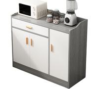 Credenza con funzione di contenimento, mobile buffet con cassetti e ante, realizzata con pannelli ispessiti che possono supportare fino a 150 kg, adatta per cucina, soggiorno e ingresso Gray 90cm