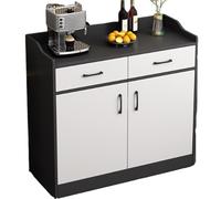 Credenza con funzione di contenimento, mobile buffet con cassetti e ante, realizzata con pannelli ispessiti che possono supportare fino a 150 kg, adatta per cucina, soggiorno e ingresso Black 80cm