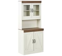 Credenza con ripiani e frontale in vetro Pannello di particelle e MDF Bianco Kal