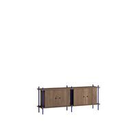 Credenza con ripiani , rovere affumicato/blu intenso