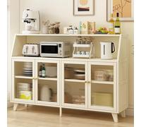 Credenza Con Spazio Di Archiviazione, Dispensa Da Cucina Con Pannelli Trasparenti, Mobile Contenitore Da Cucina For Sala Da Pranzo, Soggiorno, Camera Da Letto