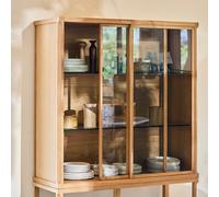 Credenza con vetrina alta, in rovere e impiallacciatura, IÉNA, design Emmanuel Gallina Beige TU