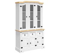 Credenza Corona Bianca 112x43x196 cm in Legno di Pino Messicano credenza cucina dispensa cucina credenza cucina alta
