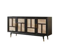 Credenza Credenza da pranzo in rattan di legno, credenza da parete retrò for la casa, mobiletto da soggiorno, mobiletto portaoggetti Madia