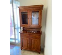 CREDENZA CRISTALLIERA TINTA CILIEGIO ARTE POVERA IN LEGNO MASSELLO