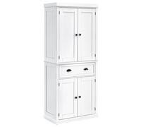 Credenza Cucina 76x40,5x184 cm con Armadietti e 1 Cassetto Bianco