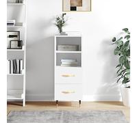 Credenza Cucina Bassa, Mobile Bianco con Gambe Metallo e 2 Cassetti, Madia Moderna Design Sottile, Madie Moderne Soggiorno per Interni, Spazio di Archiviazione Compatto, Bianco, 34.5 x 34 x 90 cm