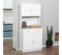 Credenza Cucina con Armadietti a 2 Ante e Cassetto in Legno, 80x40x180cm, Bianco