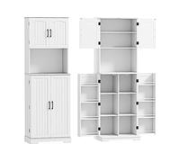 CREDENZA CUCINA HOMCOM IT83A-420V80WT - Armadio in MDF bianco con 4 porte e 10 ripiani
