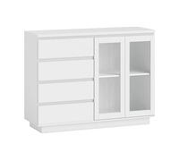 CREDENZA CUCINA HOMCOM IT83B-530V00WT - Armadio in MDF e vetro bianco con 2 porte e 2 ripiani
