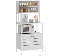 Credenza Cucina Mobile Dispensa 80x42x171 cm in Legno e Acciaio Bianco