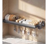 Credenza Cucina Moderna, Cremagliera Da Cucina A Parete Scolapiatti Asciugatura Rack Cestello Per Scolapiatti In Acciaio Inox Portautensili Per Bancone Da Cucina ( Color : Grå , Size : 85x25.7x3.5cm )