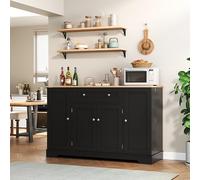 Credenza Cucina Multifunzionale in MDF, Mobile Contenitore con Cassetto, Ante con Ripiani Regolabili e Sistema Antiribaltamento, Sideboard Moderno, Adatto a Cucina, Soggiorno e Camera, Black