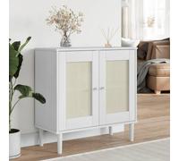 Credenza da buffet bianca, 80 x 35 x 80 cm, elegante mobile TV in legno di pino, mobiletto multifunzione per bagno, cucina, biancheria o scarpe strette