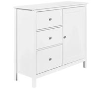 Credenza da Cucina 3 Cassetti 1 Anta in Legno Bianco Madia Moderna