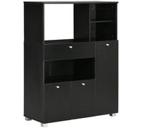 Credenza da Cucina 90x40x120 cm per Microonde con Armadietti Mensole e Cassetto in Legno Nero