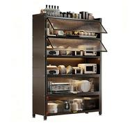 Credenza Da Cucina Alto, Credenza Cucina Con Armadietti, Mobile Dispensa Stretto Con Ante In Vetro E Ripiani Regolabili, Mobile Cucina Per Soggiorno Sala Da Pranzo(Black,60*183cm/23.6*72in)