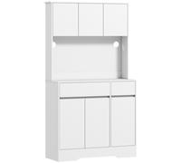 Credenza Da Cucina Moderna Con 4 Armadietti, 2 Cassetti E Ripiani Regolabili, 100x38x180 Cm, Bianco