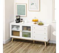 Credenza da cucina moderna HOMCOM con 2 ante in vetro 3 cassetti 160x40x80 cm