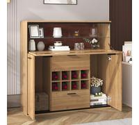 Credenza, elegante armadietto per vino con doppie porte, scaffale in vetro e supporto per vino - Perfetta conservazione in un'elegante credenza