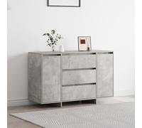 Credenza grigio cemento, 120 x 41 x 75 cm, in legno con più cassetti e armadi, per una conservazione moderna ed elegante