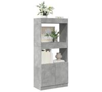Credenza Grigio Cemento 63x33x140 in Truciolato, Modern Cement Gray Sideboard with 4 Doors and 3 Drawers, Sturdy Chipboard Storage Cabinet for Living Room, Bedroom, Durable and Spacious Design