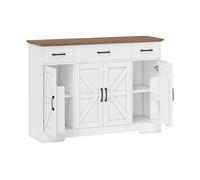 CREDENZA HOMCOM IT83A-362V80WT - Armadio in MDF bianco e noce con 4 porte e 3 ripiani
