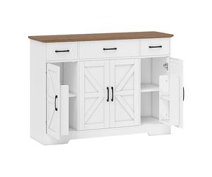 CREDENZA HOMCOM IT83A-362V80WT - Armadio in MDF bianco e noce con 4 porte e 3 ripiani